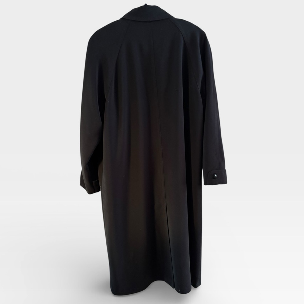 Vintage Gallery Long Black Classic Double Breasted Capsule Trench Coat Size 16P - Picture 4 of 11